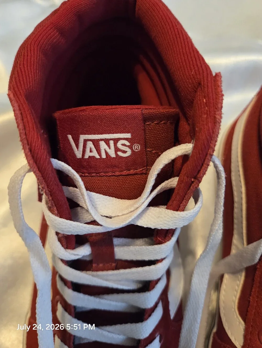 Vans High Top Sneakers - Red with White Accents